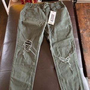 New with tags green denim joggers